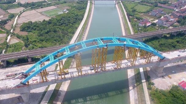 荊荊鐵路最長橋梁江漢運河特大橋建成